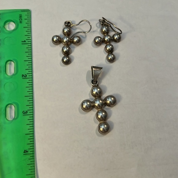 Taxco!!! Adorable puffy beaded earhooks and pendant - Picture 5 of 8